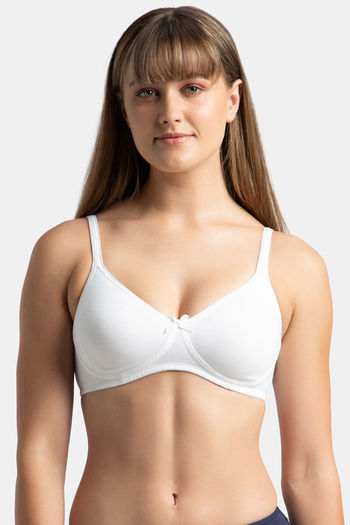 Buy Jockey Double Layered Non Wired 3/4th Coverage Super Support Bra - White