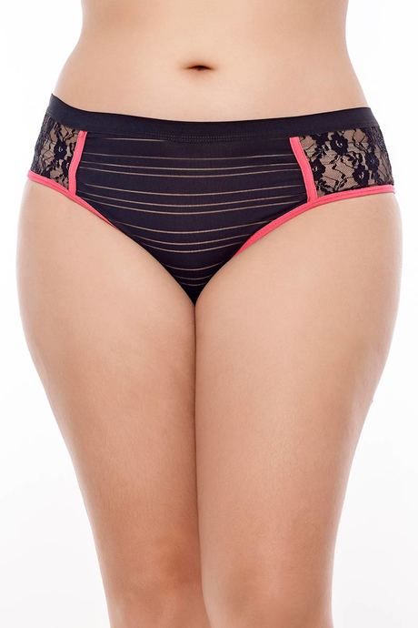 Buy Zivame Plus Ultra Soft Stripe Pattern Low Rise Black Bikini Brief at Rs.285  online