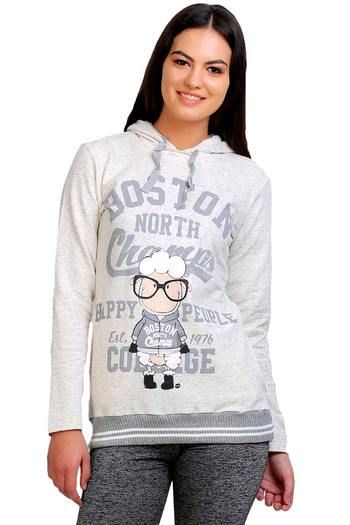 Buy Zivame Winter Warmth for Happy People Pure Cotton Hoodie- Ecru at  Rs.995 online | Apparel online