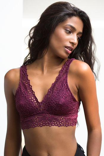 Buy Zivame Made to Layer Eyelet Lace Longline Bralette- Burdeo at Rs.795  online