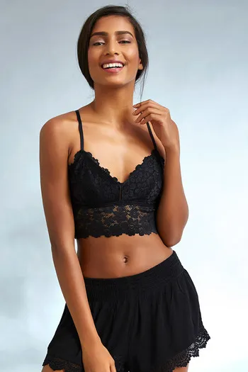 Buy Zivame Made To Layer Double Layered Non Wired Low Coverage Bralette  -Black at Rs.895 online