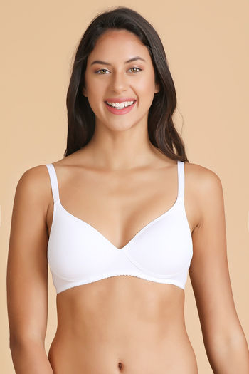 Buy Enamor Lightly Padded Moulded Non-Wired Bra- White at Rs.699 online