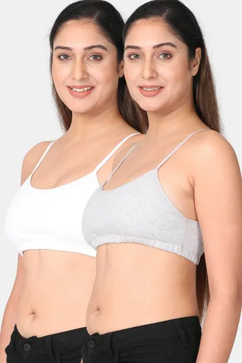 Adira Padded Non Wired Full Coverage Bralette (Pack of 2) - White Grey
