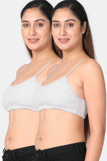 Adira Padded Non Wired Full Coverage Bralette (Pack of 2) - Grey