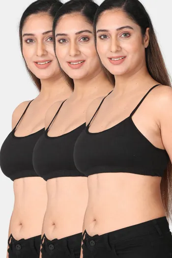 Buy Adira Padded Non Wired Full Coverage Bralette (Pack of 3) - Black at  Rs.1197 online