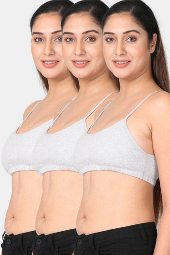 Buy Adira Padded Non Wired Full Coverage Bralette (Pack of 3) - Grey