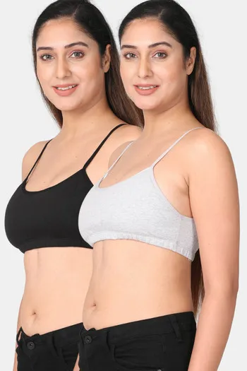 Buy Adira Single Layered Non Wired Full Coverage Cami Bra - Black Grey at  Rs.998 online