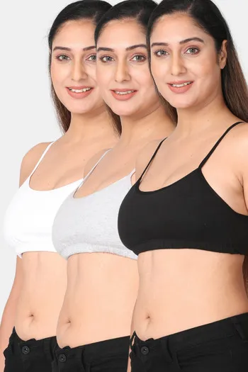Buy Adira Single Layered Non Wired Full Coverage Cami Bra - Black Grey  White at Rs.1497 online
