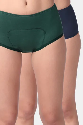 Buy Adira Medium Rise Full Coverage Boyshort Period Panty (Pack of 2) - Assorted
