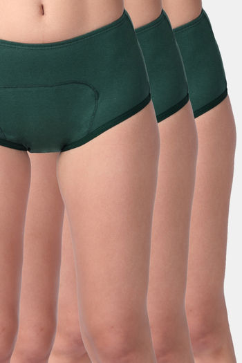 Buy Adira Medium Rise Full Coverage Boyshort Period Panty (Pack of 3) - Assorted