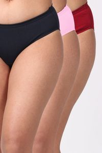 Buy Adira Pack Of 3 Mid Waist Cotton Panties - LtPink Maroon NavyBlue