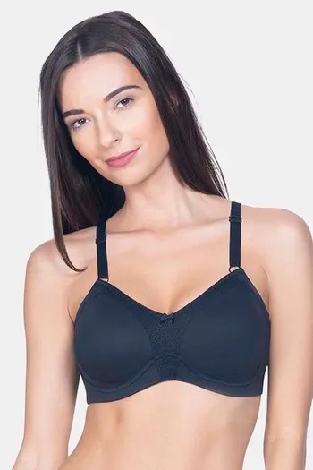 Amante Padded Non Wired Full Coverage T-Shirt Bra- Black