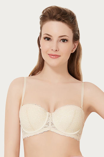 Buy Amante Padded Lace Cups Wired Bra- Pearl Ivory at Rs.678 online