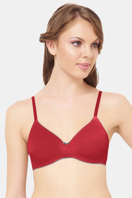 Amante padded wire-free full coverage bra online--Red