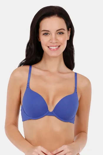 Buy Amante Padded Wired Demi Coverage Push Up Bra - Blue at Rs.597 online