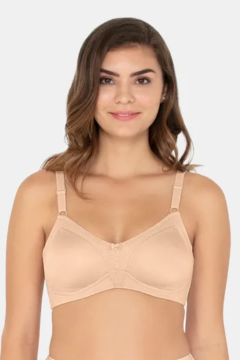 Buy Amante Double Layered Full Coverage With Brushed Cup Minimiser Bra -  Beige at Rs.1245 online
