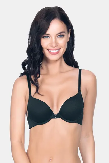 Buy Amante Padded Wired Demi Coverage Push Up Bra - Black at Rs