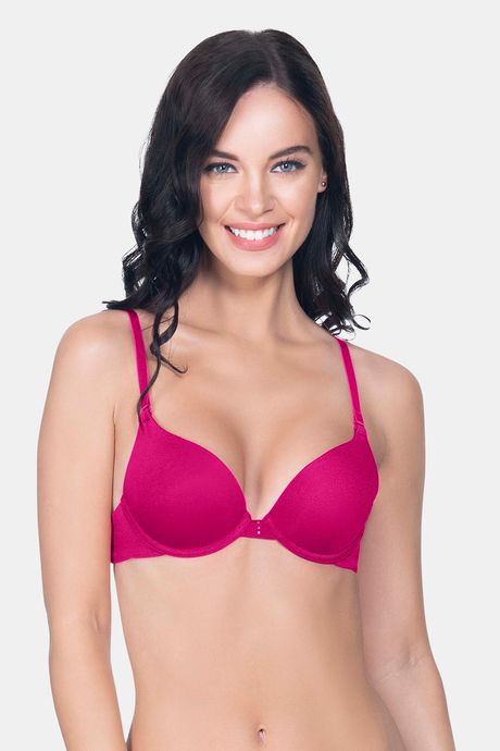 Amante Padded Wired Demi Coverage Push Up Bra - Pink