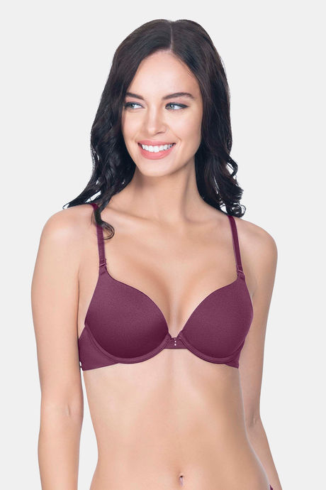 Buy Amante Padded Wired Demi Coverage Push Up Bra - Violet at Rs.747 online