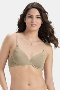Buy Amante Padded Regular Wired Invisible Seams Starry Trail Shimmer Bra - Beige