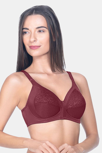Buy Amante Double Layered Non Wired Full Coverage Lace Bra - Purple at  Rs.398 online