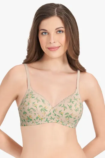Buy Amante Cotton Casuals Non Wired Printed T-Shirt Bra - Print