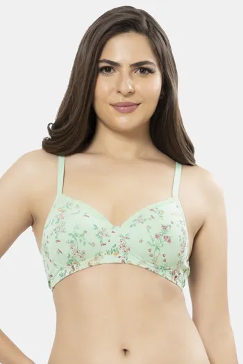 Buy Amante Padded Wired Full Coverage Lace Bra - Peach online