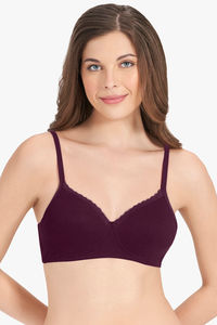 Buy Amante Cotton Casuals Non Wired Printed T-Shirt Bra - Potent Purple