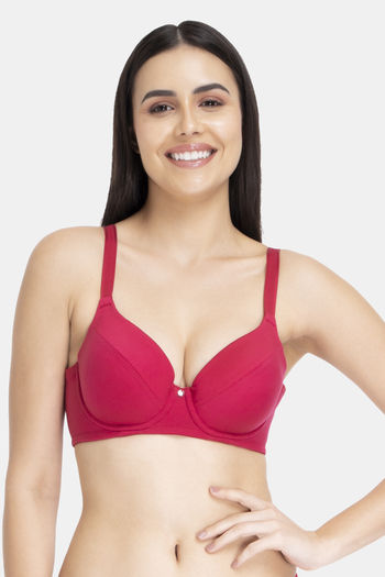Trylo Padded Non-Wired Full Coverage T-Shirt Bra - Red