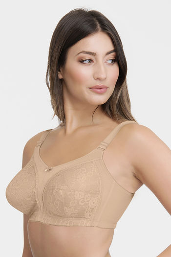 Buy Amante Lace Magic Non-Padded Non-Wired High Coverage Bra - Nude (36C)  Online