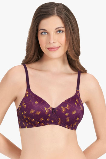 Buy Amante Smooth Charm Padded Non Wired Full Coverage T-Shirt Bra - Linear  Floral Print at Rs.945 online