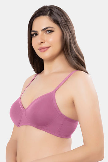 Zivame Women Non-Wired Half Coverage T-Shirt Bra, Color: Rose Red