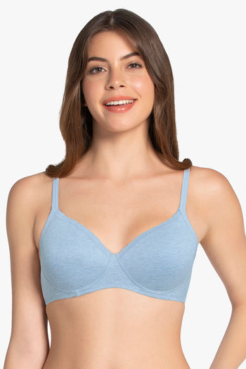 Buy Amante Cotton Casual Padded Non Wired Full Coverage T-Shirt Bra - Soft Chambray Marl