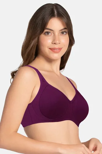 Buy Amante Cool Contour Padded Non Wired Full Coverage Super Support Bra -  Plum Caspia at Rs.695 online