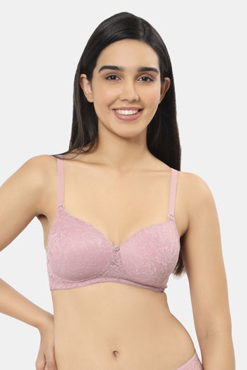 Buy Amante Padded Non Wired Full Coverage Lace Bra Bra - Cinder Rose at  Rs.1145 online