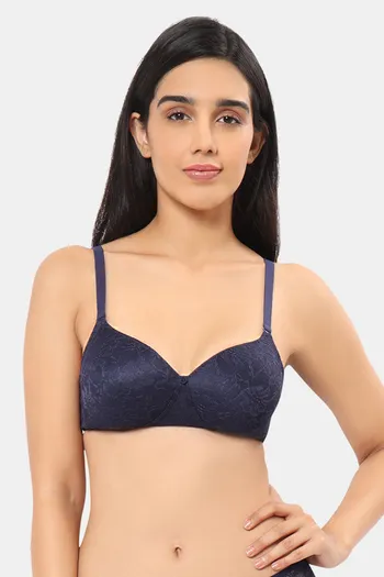 Buy Amante Seamless Black and Blue Lace Bra Online at Low Prices in India 