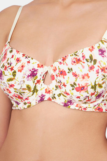 Buy AMANTE Apricot Womens Floral Print Padded Wired T-Shirt Bra