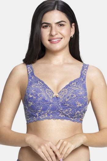 Buy Amante Double Layered Wired Full Coverage Lace Bra - Periwinkle at  Rs.1395 online