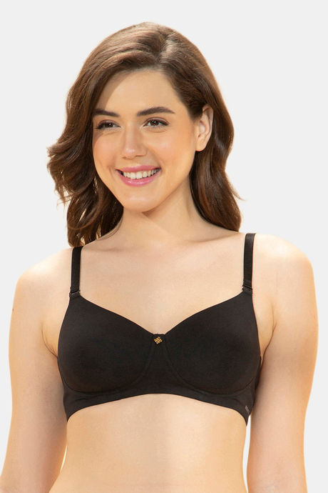 Amante Breathable Easy Padded Wired Cotton Bra - Black