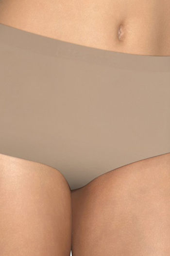 Solid Full Coverage High Rise Tummy Control Panty - Sandalwood
