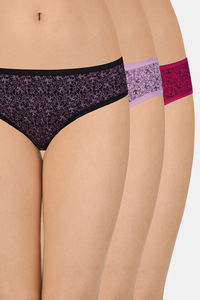 Buy Amante Printed Low Rise Bikini Panty (Pack Of 3) - Pink Purple Black