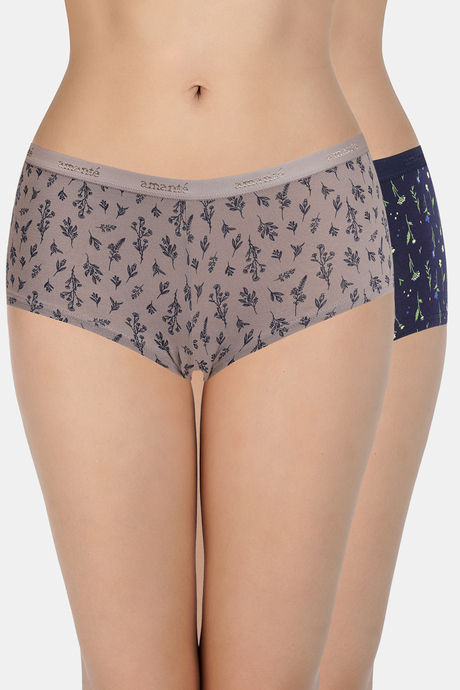 Buy Amante Print Three-fourth Coverage Low Rise Boyshort Panties (Pack of  2) online