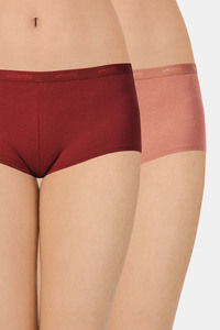 Buy Amante Solid Low Rise Boyshorts (Pack of 2) - Maroon Nude