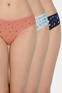 Buy Amante Printed Low Rise Bikini Panty (Pack Of 3) - Assorted