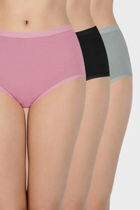 Buy Amante Solid Full Brief Panty (Pack Of 3) - Assorted