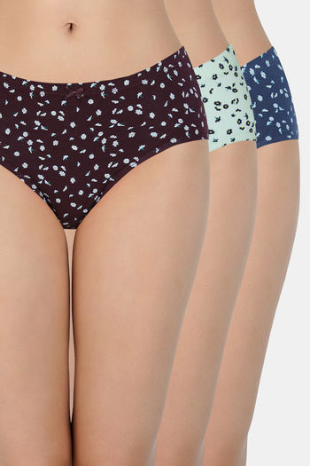 Buy Amante Medium Rise Three-Fourth Coverage Hipster Panty (Pack of 3) -  Assorted at Rs.545 online