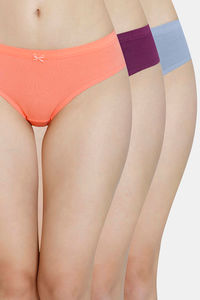 Buy Amante Solid Mid Rise Bikini Panty (Pack of 3) - Assorted