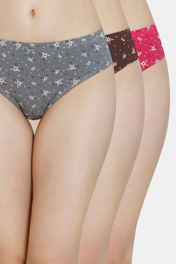 Buy Amante Medium Rise Full Coverage Bikini Panty (Pack of 3) - Assorted