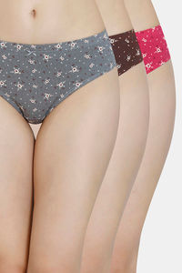 Buy Amante Printed Mid Rise Bikini Panty (Pack of 3) - Assorted