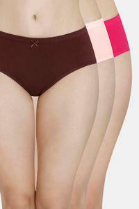 Buy Amante Solid Mid Rise Hipster Panty (Pack of 3) - Assorted